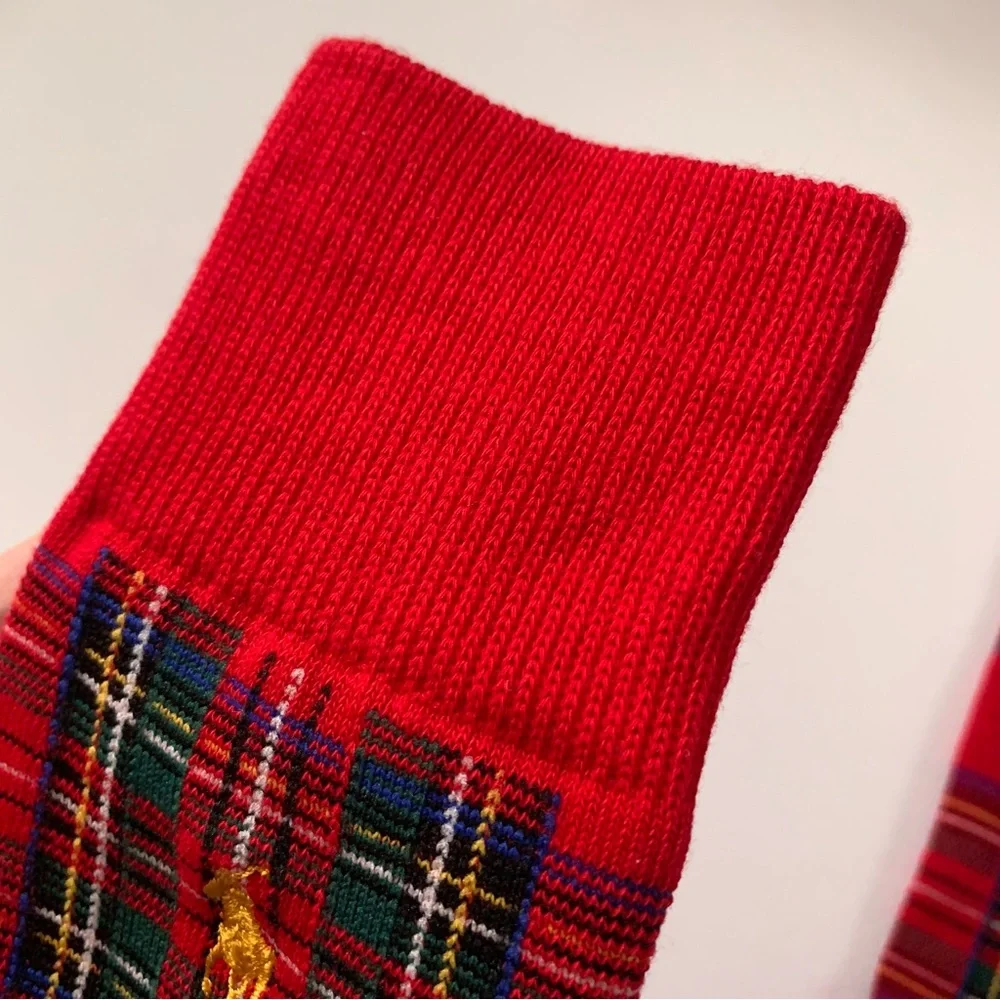 New Ralph Lauren Red plaid long socks